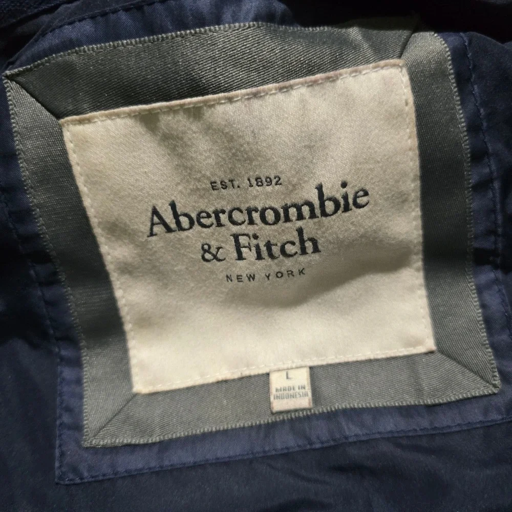 Abercrombie & Fitch Puffer Vest Mens Large Navy Blue Quilted Down Feather Fill
